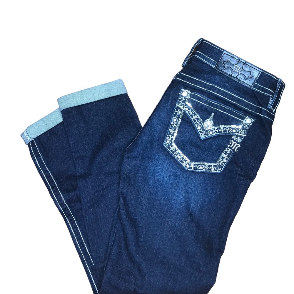 Miss Me 'Haley' Dark Washed Ankle Skinny Jean. Sz: 26